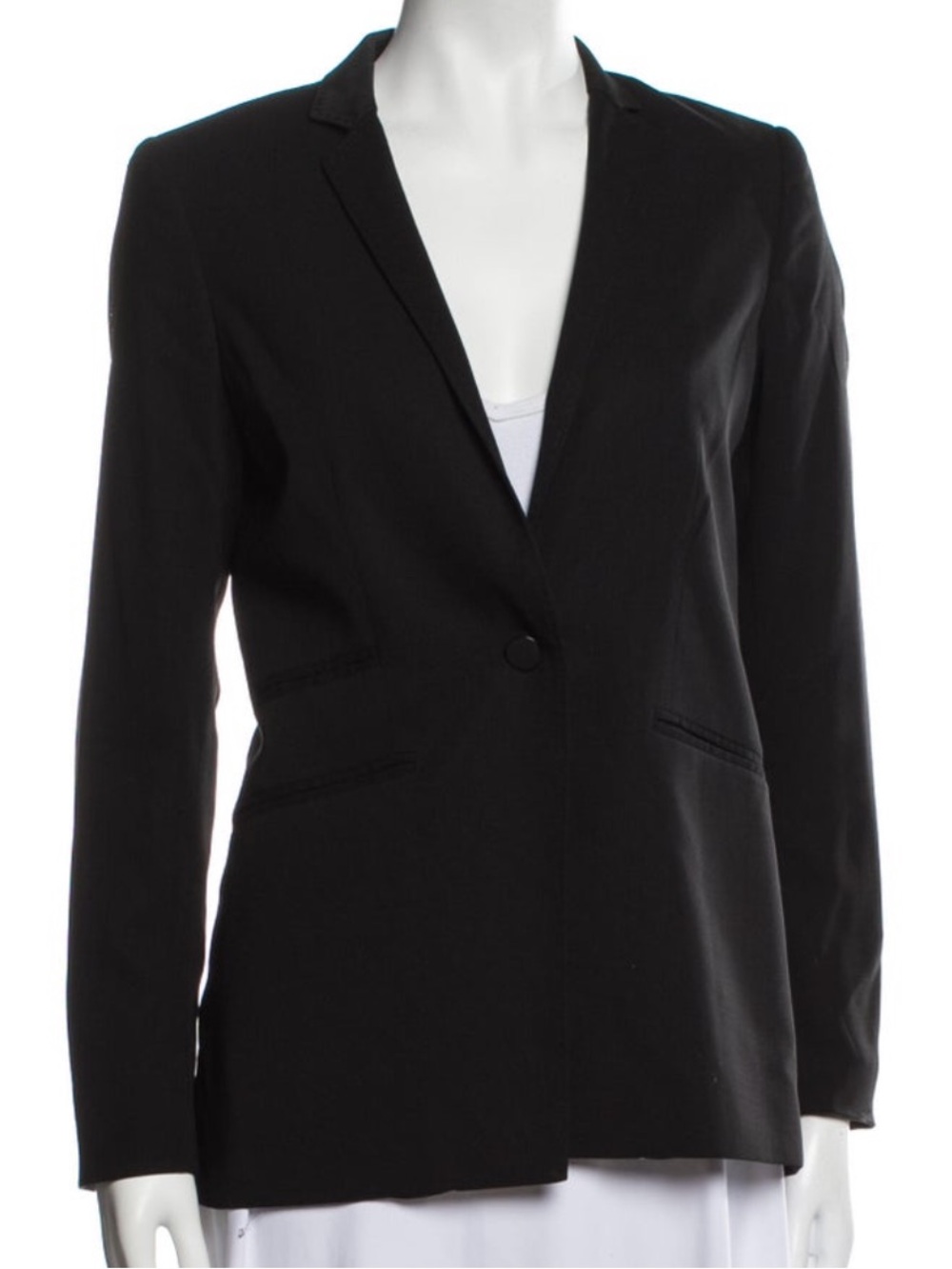 Rag & Bone Black Wool Blazer with Leather Trim Size Small